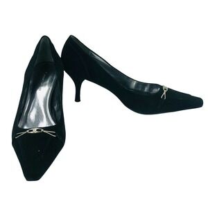 Etienne Aigner Women’s 9.5 Black Suede Pumps Heels Horse bit Detail Posey